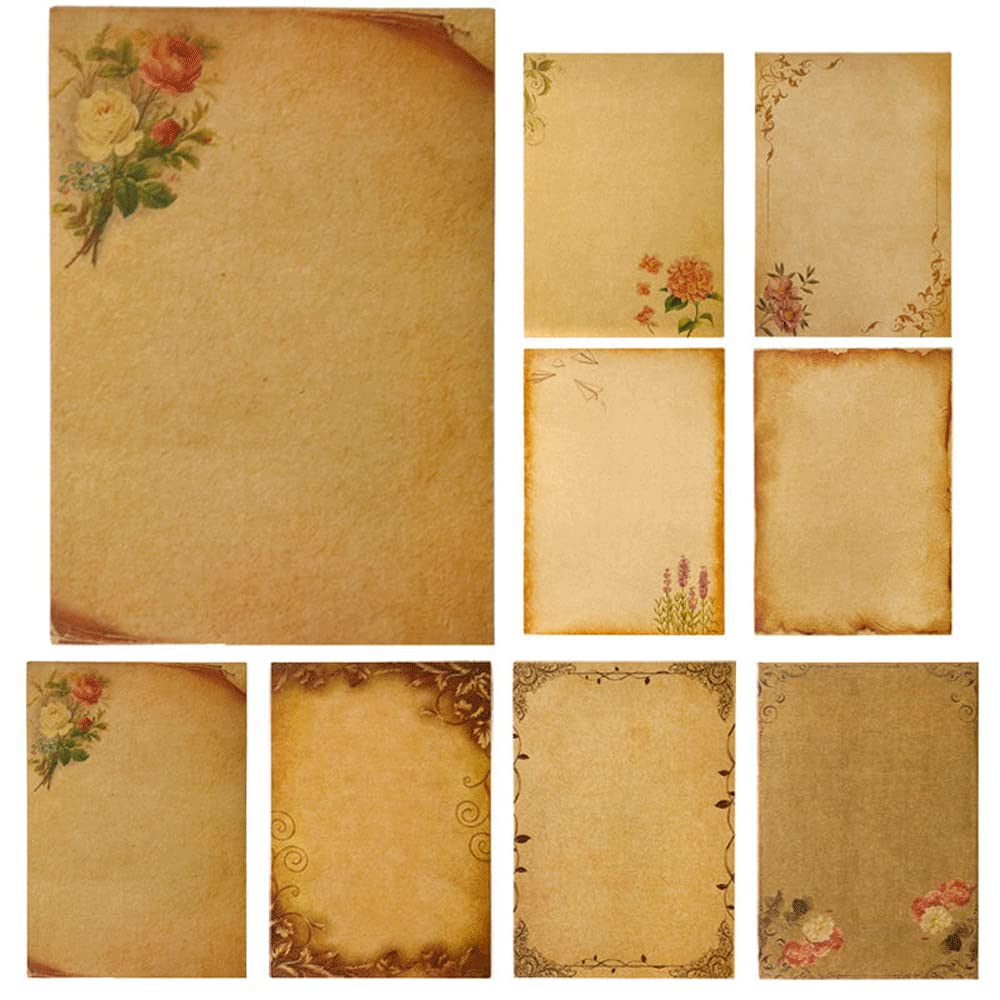 OFIFO® Stationery Paper, 48 Pcs Retro Paper Stationery, 8 Craft Design Styles, Suitable for Writing Letters, Copying, Invitations, Love Letters (8.26x5.7 Inch)-Mocha OFIFO® Stationery Paper, 48 Pcs Retro Paper Stationery, 8 Craft Design Styles, Suitable for Writing Letters, Copying, Invitations, Love Letters (8.26x5.7 Inch)-Mocha